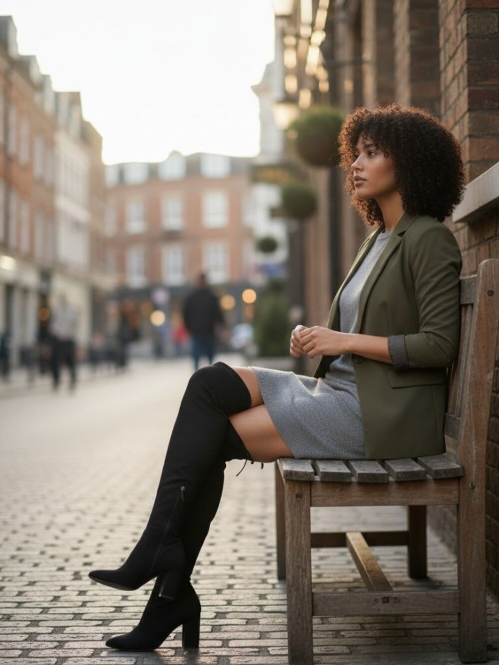 Black Suede Over-the-Knee Boots - Picture 2 of 5